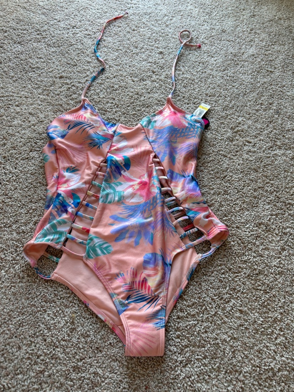 No Boundaries Pink Tropical Print One-Piece Swimsuit